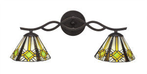 Revo 2 Light Bath Bar Shown In Dark Granite Finish With 7" Hampton Art Glass (142-DG-9615)