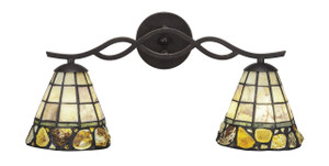 Revo 2 Light Bath Bar Shown In Dark Granite Finish With 7" Cobblestone Art Glass (142-DG-9735)