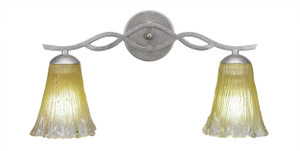 Revo 2 Light Bath Bar Shown In Aged Silver Finish With 5.5" Fluted Amber Crystal Glass (142-AS-720)