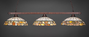 Square 3 Light Bar Shown In Bronze Finish With 16" Cobblestone Art Glass (803-BRZ-973)