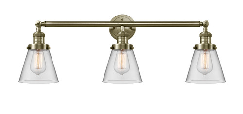 Small Cone 3 Light Bath Vanity Light In Antique Brass (205-Ab-G62)