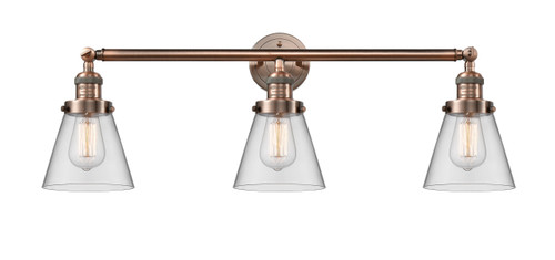 Small Cone 3 Light Bath Vanity Light In Antique Copper (205-Ac-G62)