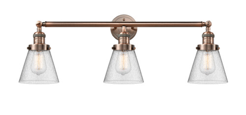 Small Cone 3 Light Bath Vanity Light In Antique Copper (205-Ac-G64)