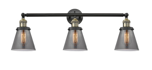 Small Cone 3 Light Bath Vanity Light In Black Antique Brass (205-Bab-G63)