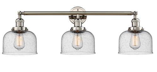 Large Bell 3 Light Bath Vanity Light In Polished Nickel (205-Pn-G74)