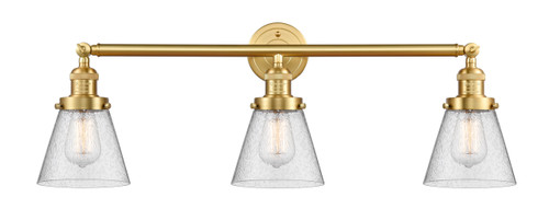 Small Cone 3 Light Bath Vanity Light In Satin Gold (205-Sg-G64)