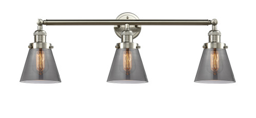 Small Cone 3 Light Bath Vanity Light In Brushed Satin Nickel (205-Sn-G63)