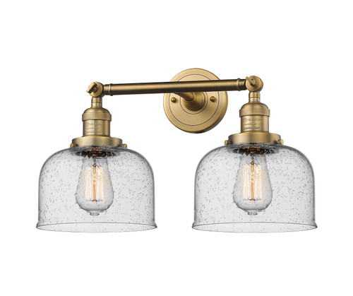 Large Bell 2 Light Bath Vanity Light In Brushed Brass (208-Bb-G74)