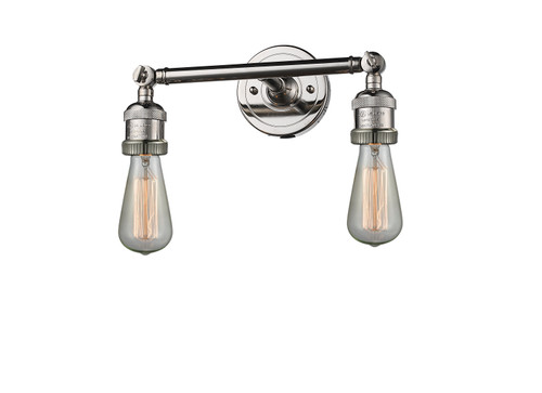 Bare Bulb 2 Light Bath Vanity Light In Polished Nickel (208Nh-Pn)