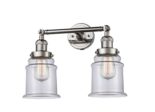 Canton 2 Light Bath Vanity Light In Polished Nickel (208-Pn-G182)