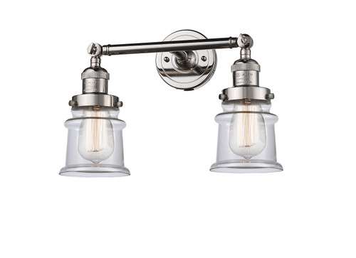 Small Canton 2 Light Bath Vanity Light In Polished Nickel (208-Pn-G182S)