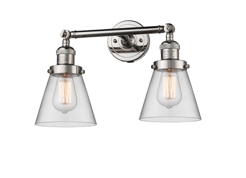 Small Cone 2 Light Bath Vanity Light In Polished Nickel (208-Pn-G62)