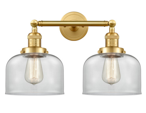 Large Bell 2 Light Bath Vanity Light In Satin Gold (208-Sg-G72)