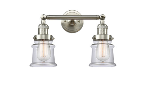 Small Canton 2 Light Bath Vanity Light In Brushed Satin Nickel (208-Sn-G182S)