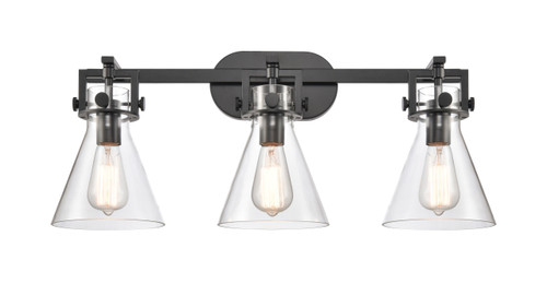 Newton Cone 3 Light Bath Vanity Light In Matte Black (411-3W-Bk-7Cl)