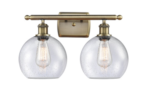 Athens 2 Light Bath Vanity Light In Antique Brass (516-2W-Ab-G124-8)