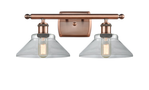 Orwell 2 Light Bath Vanity Light In Antique Copper (516-2W-Ac-G132)