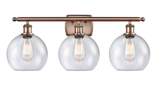 Athens 3 Light Bath Vanity Light In Antique Copper (516-3W-Ac-G124-8)