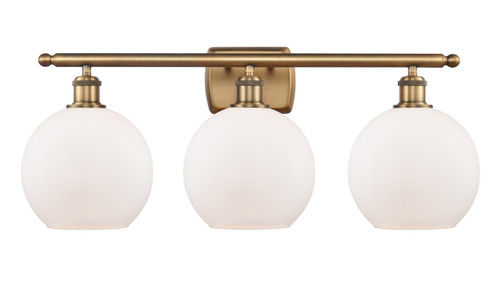 Athens 3 Light Bath Vanity Light In Brushed Brass (516-3W-Bb-G121-8)