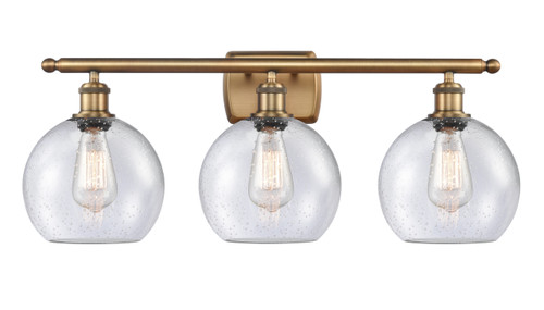 Athens 3 Light Bath Vanity Light In Brushed Brass (516-3W-Bb-G124-8)