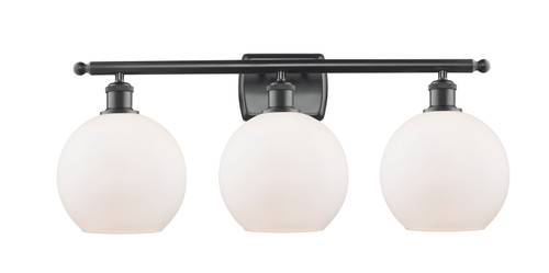 Athens 3 Light Bath Vanity Light In Matte Black (516-3W-Bk-G121-8)