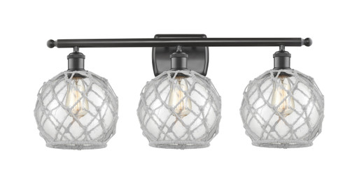 Farmhouse Rope 3 Light Bath Vanity Light, Oil Rubbed Bronze (516-3W-Ob-G122-8Rw)