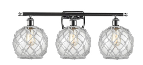 Farmhouse Rope 3 Light Bath Vanity Light In Polished Chrome (516-3W-Pc-G122-8Rw)