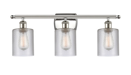 Cobbleskill 3 Light Bath Vanity Light In Polished Nickel (516-3W-Pn-G112)