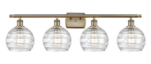 Deco Swirl 4 Light Bath Vanity Light In Antique Brass (516-4W-Ab-G1213-8)