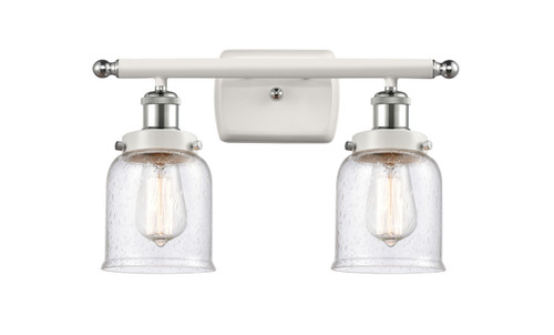 Small Bell 2 Light Bath Vanity Light In White & Polished Chrome (916-2W-Wpc-G54)