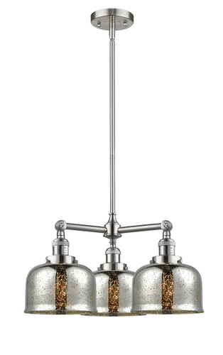 Large Bell 3 Light Chandelier In Brushed Satin Nickel (207-Sn-G78)