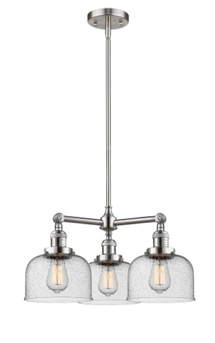 Large Bell 3 Light Chandelier In Brushed Satin Nickel (207-Sn-G74)