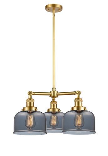 Large Bell 3 Light Chandelier In Satin Gold (207-Sg-G73)