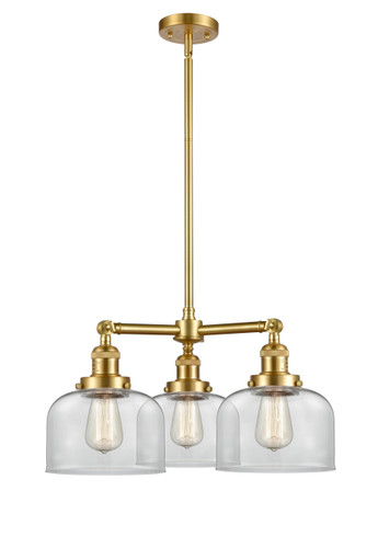 Large Bell 3 Light Chandelier In Satin Gold (207-Sg-G72)
