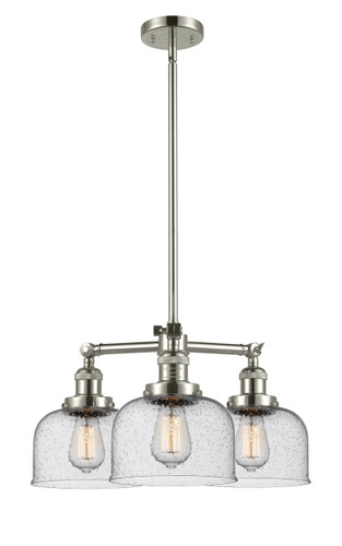 Large Bell 3 Light Chandelier In Polished Nickel (207-Pn-G74)