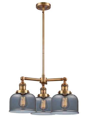 Large Bell 3 Light Chandelier In Brushed Brass (207-Bb-G73)