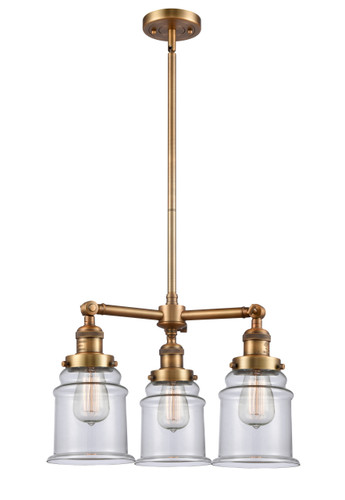 Canton 3 Light Chandelier In Brushed Brass (207-Bb-G182)