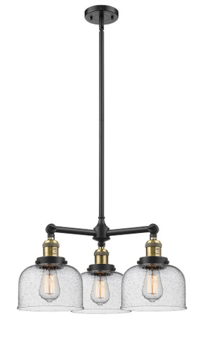 Large Bell 3 Light Chandelier In Black Antique Brass (207-Bab-G74)