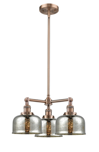 Large Bell 3 Light Chandelier In Antique Copper (207-Ac-G78)