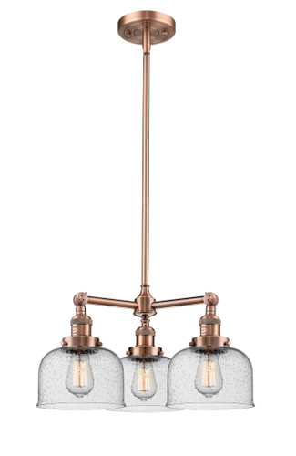 Large Bell 3 Light Chandelier In Antique Copper (207-Ac-G74)