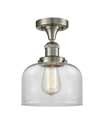 Large Bell 1 Light Semi-Flush Mount In Brushed Satin Nickel (517-1Ch-Sn-G72)