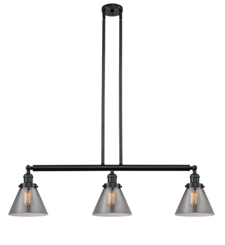 Large Cone 3 Light Island Light In Matte Black (213-Bk-G43)