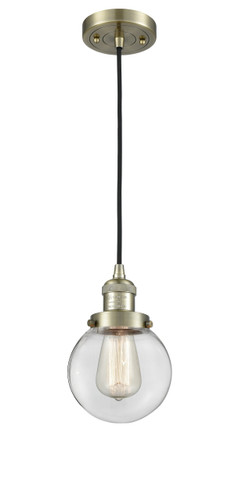 Beacon 1 Light Mini Pendant In Antique Brass (201C-Ab-G202-6)