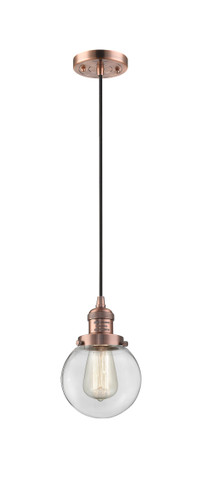 Beacon 1 Light Mini Pendant In Antique Copper (201C-Ac-G202-6)