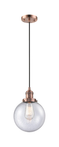 Beacon 1 Light Mini Pendant In Antique Copper (201C-Ac-G204-8)