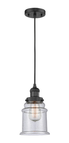 Canton 1 Light Mini Pendant In Matte Black (201C-Bk-G184)