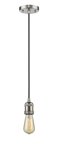 Bare Bulb 1 Light Mini Pendant In Brushed Satin Nickel (201C-Sn)