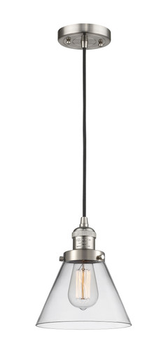Large Cone 1 Light Mini Pendant In Brushed Satin Nickel (201C-Sn-G42)