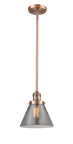 Large Cone 1 Light Mini Pendant In Antique Copper (201S-Ac-G43)
