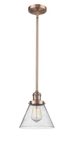 Large Cone 1 Light Mini Pendant In Antique Copper (201S-Ac-G44)